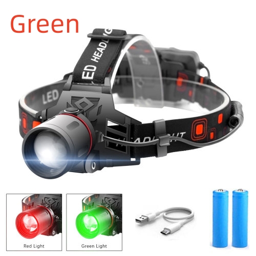 T6 white light green light red light zoom headlight - Image 2