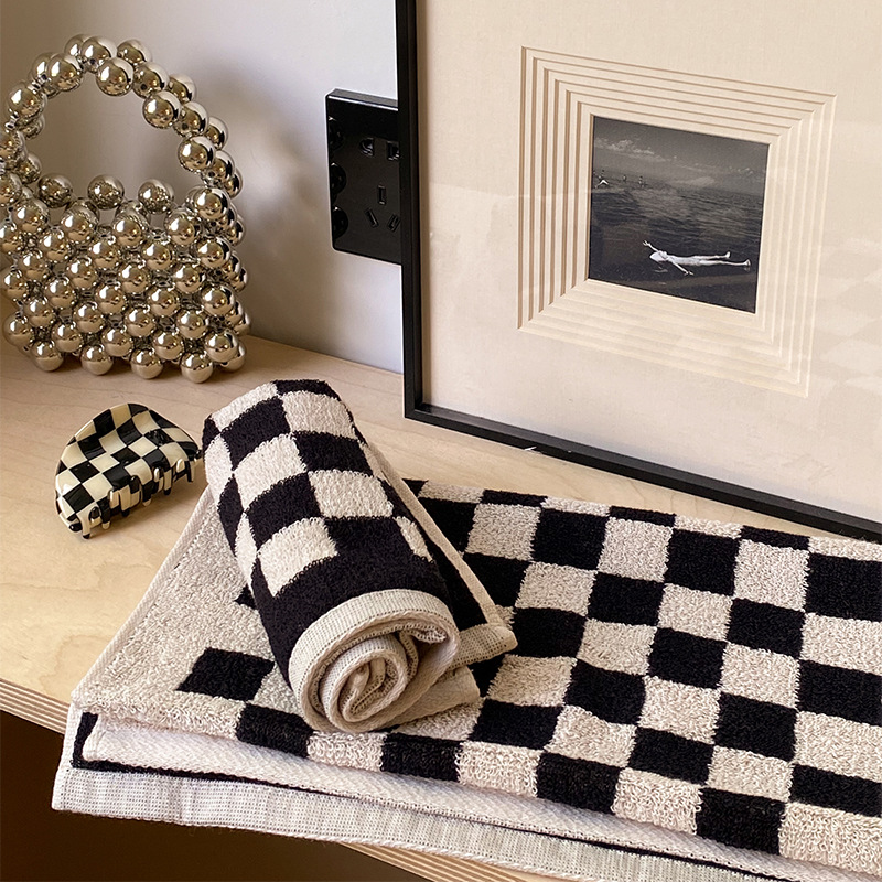 Parent-child Chessboard Grid Long-staple Cotton Yarn-dyed Towels - Image 2
