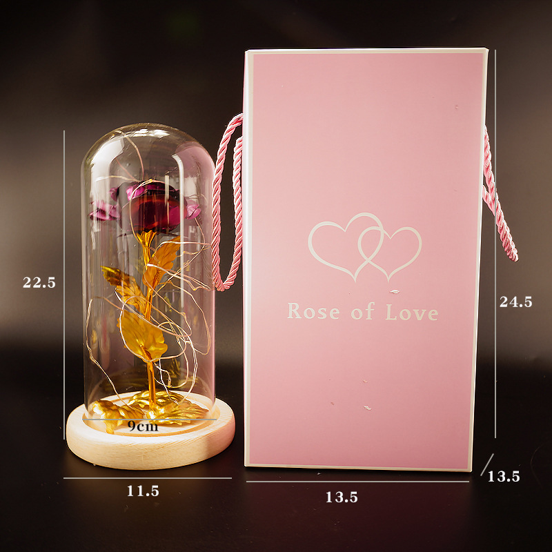 Preserved Flower Glass Cover Gold Foil Rose Flower Mothers Day Valentines Day Birthday Gift Gift Decoration Cross-Border Amazon - Image 9