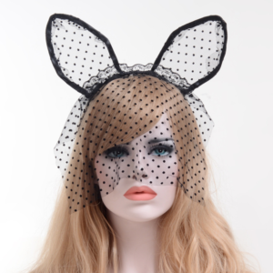 Small dot veil lace cat ears headband sex accessories