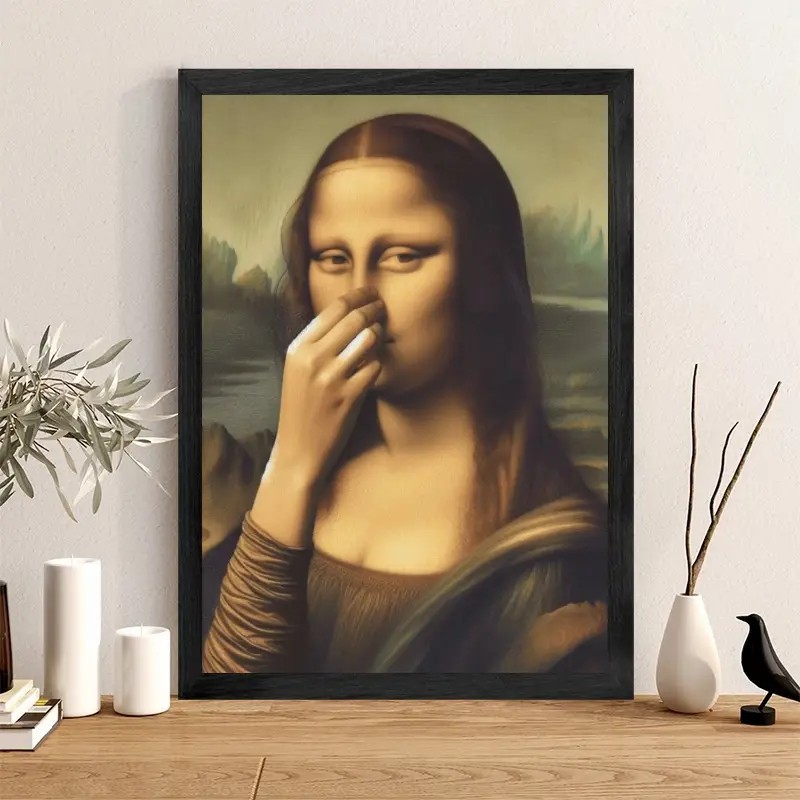 Subtle Mona Lisa Character Art Poster With A Nose-wiping Gesture