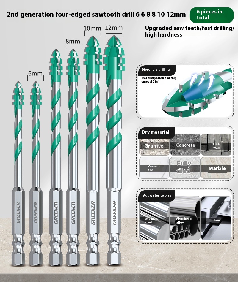 Four-blade Serrated Eccentric Bit Tile Concrete Punching Special - Image 3