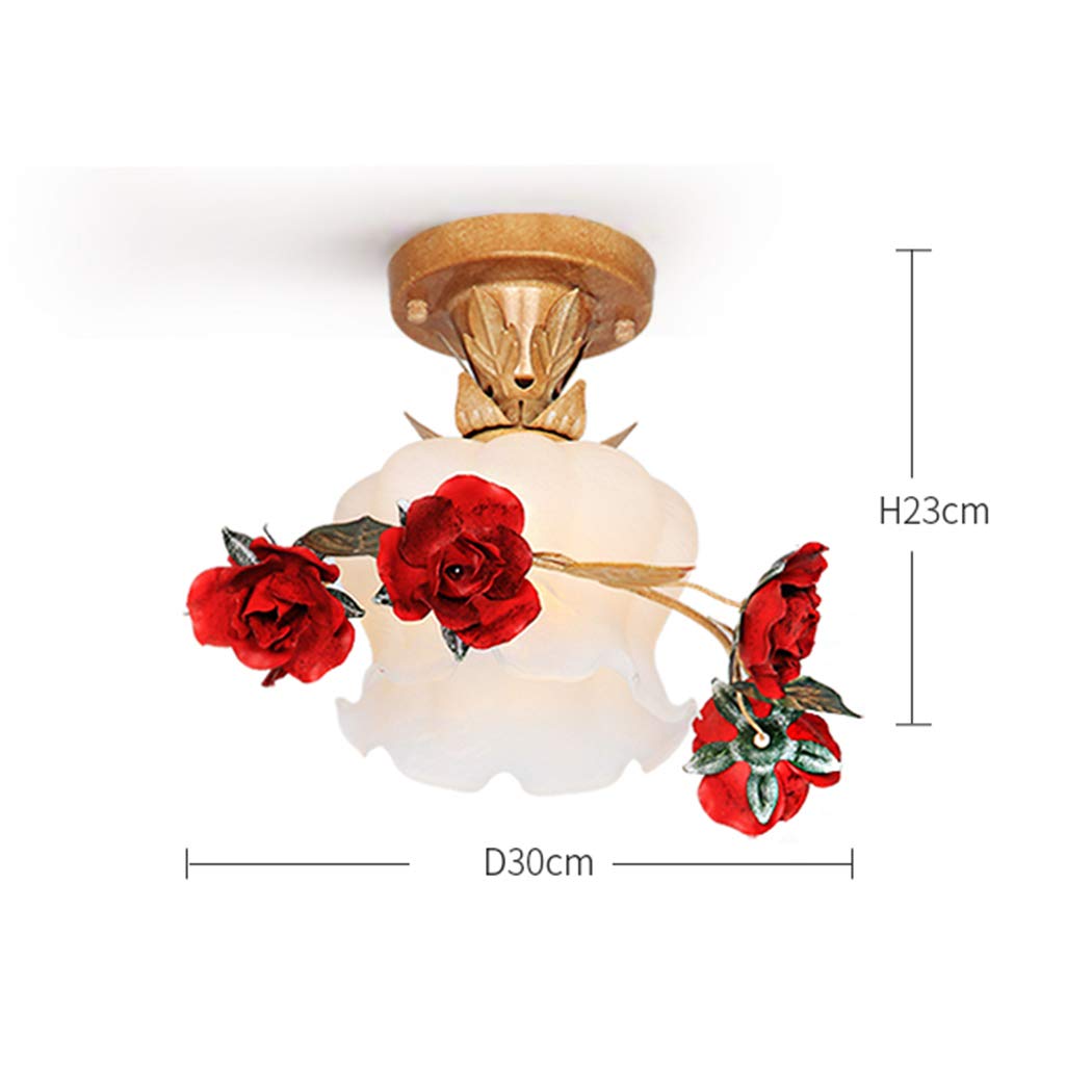 Retro American Pastoral Flower Warm Romantic Girl Heart Aisle Bedroom Balcony Ceiling Lamp