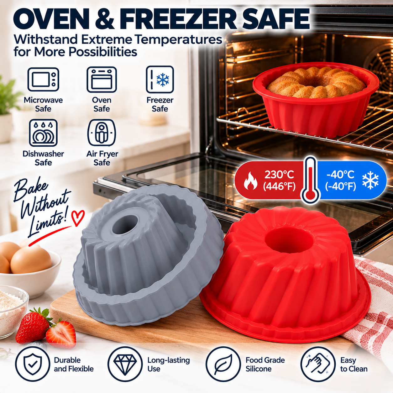 Silicone Hat Cake Mold Non Stick Bundt Pan Reusable Cake Bread Jelly Baking Mold