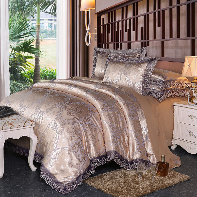 Four-Piece Cotton Bedding With European Style Jacquard Satin - Image 4