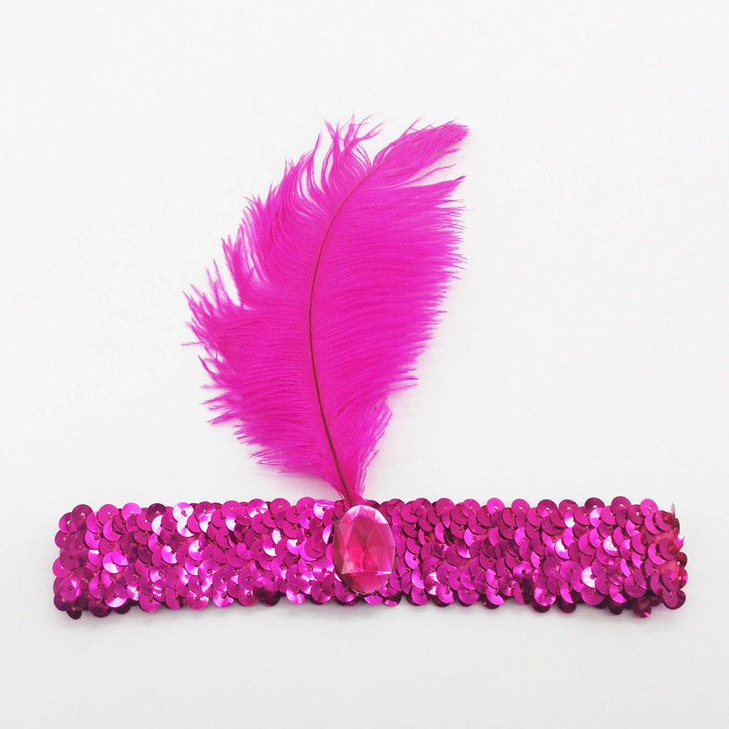 Ostrich Hair Sequined Diamonds Headband - Image 8
