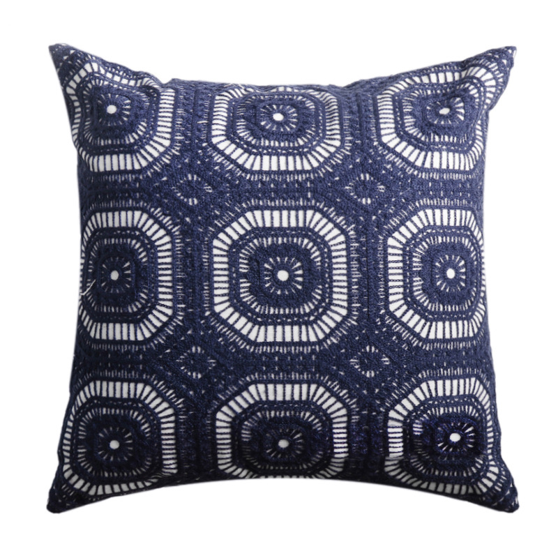Nordic embroidery floral cotton pillowcase