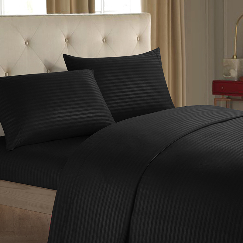 Plain Color Satin Striped Home Textile Four-piece Set Simple Bedding Set Multi-color Optional
