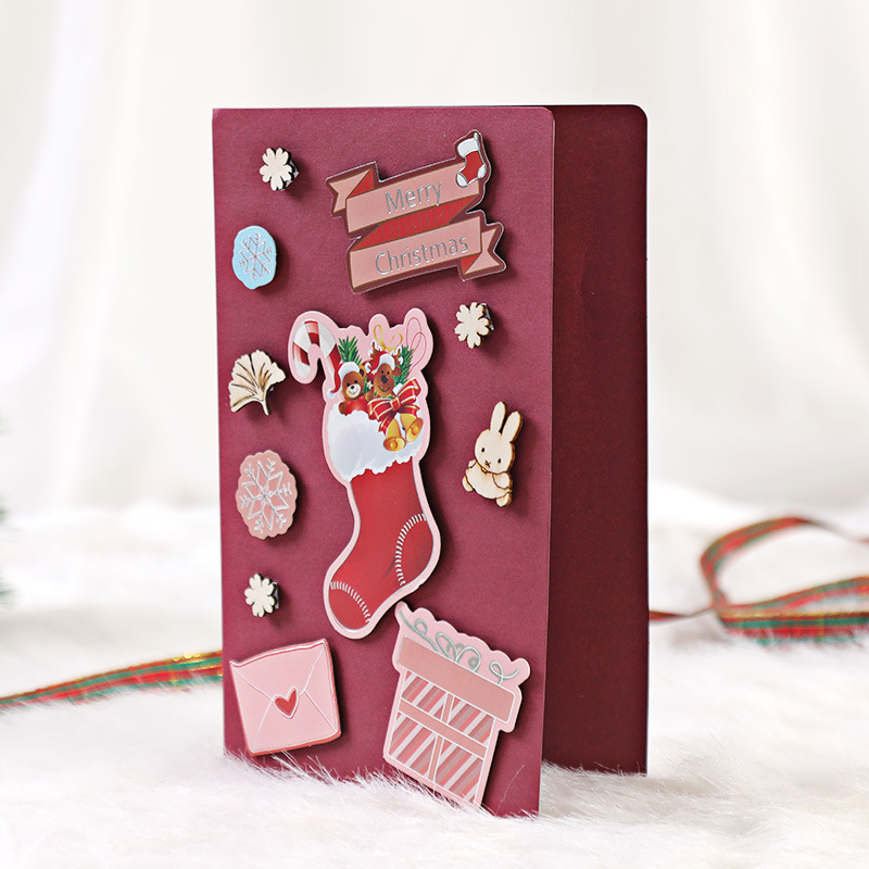 DIY Greeting Card Christmas Creative Handmade Cute Cartoon Message - Image 2