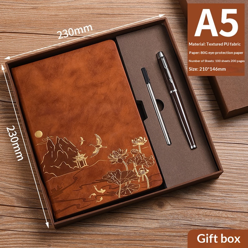 Vintage Chinese Style Business Office Stationery A5 Notebook Gift Box Set - Image 9