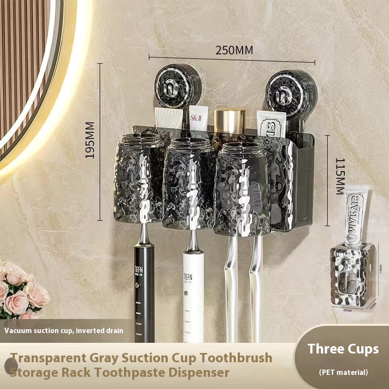 Suction Cup Type Wall-mounted Punch-free Good-looking Bathroom Toothbrushing Set Family Set - Image 6