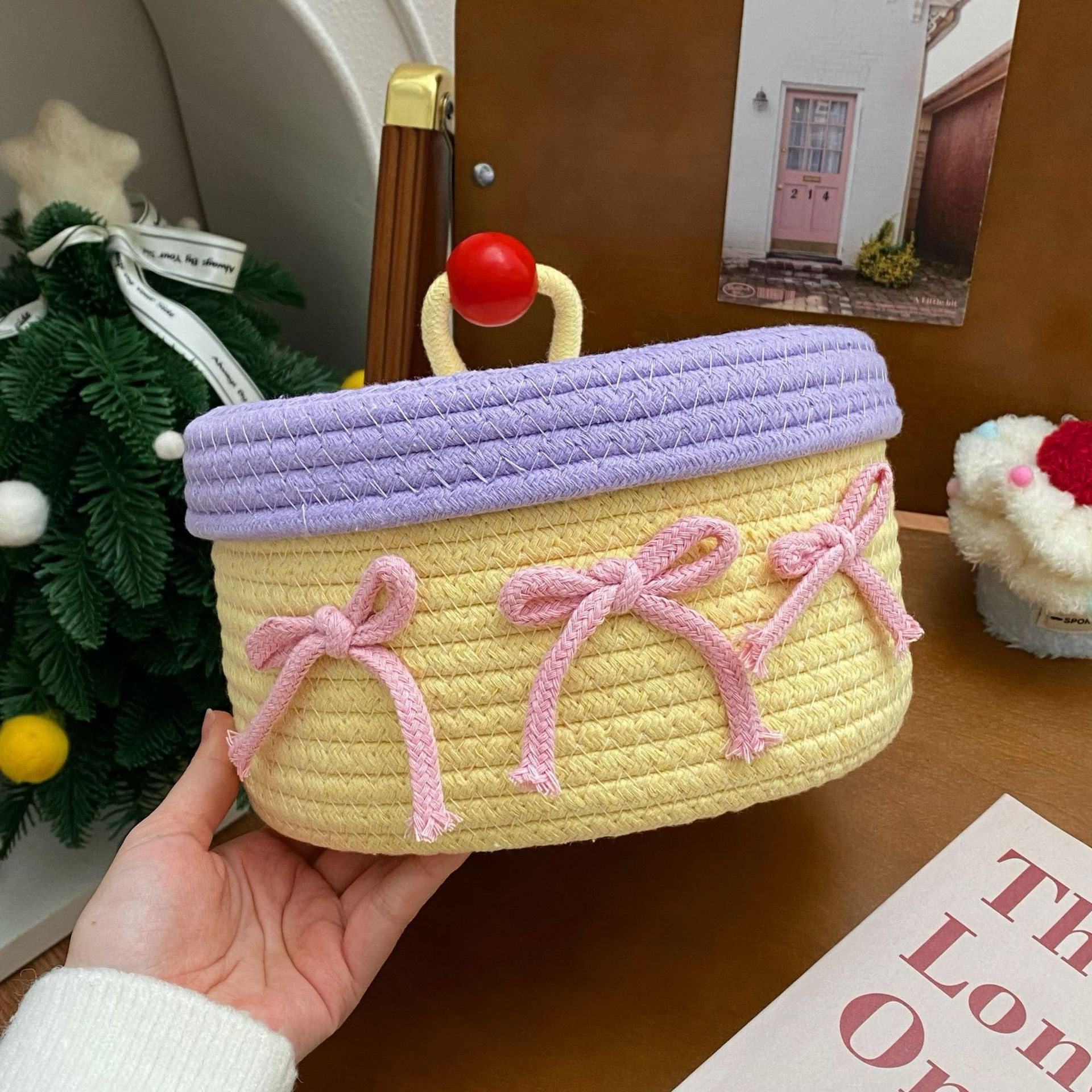 Cute Cotton Thread Woven Storage Basket - Image 2