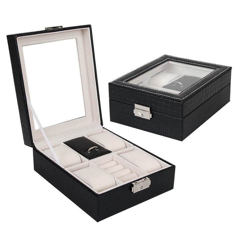 Snake grain leather jewelry box