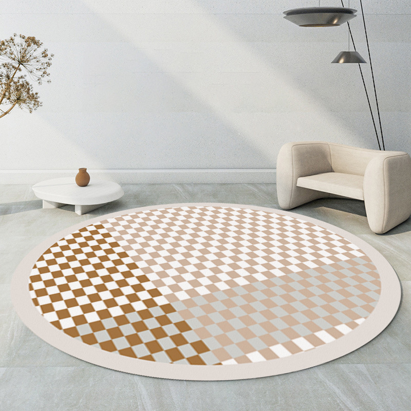 Living Room Round Non-slip Checkerboard Carpet