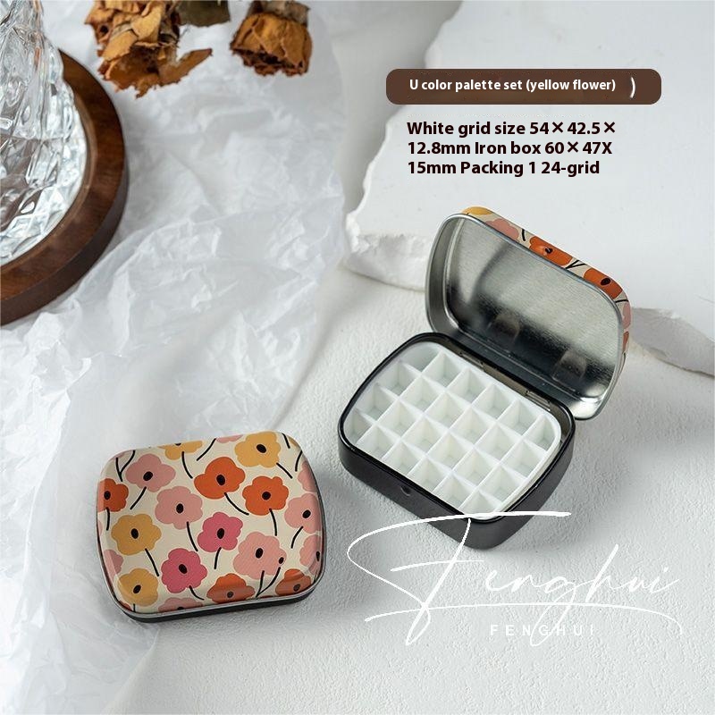 Manicure Watercolor One-piece Flip Small Iron Box 24-piece Portable Mini Palette - Image 21