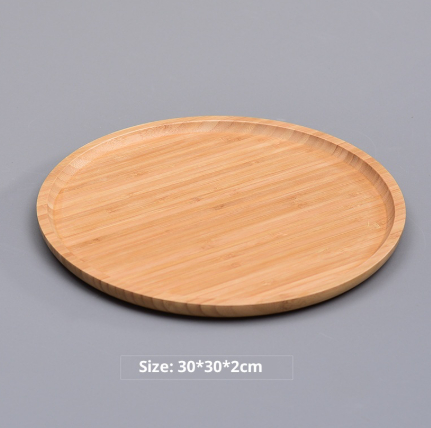 Japanese-style Bamboo Wooden Tray Rectangle Round Cake Pizza Tea Plate - Image 10