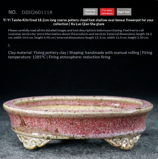 Retro High-temperature Shallow Oval Bonsai Flower Pot - Image 5