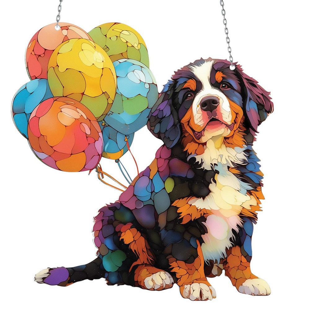 Pet Dog Color Acrylic Pendant Gift Window Hanging Sun Catcher Chain - Image 4