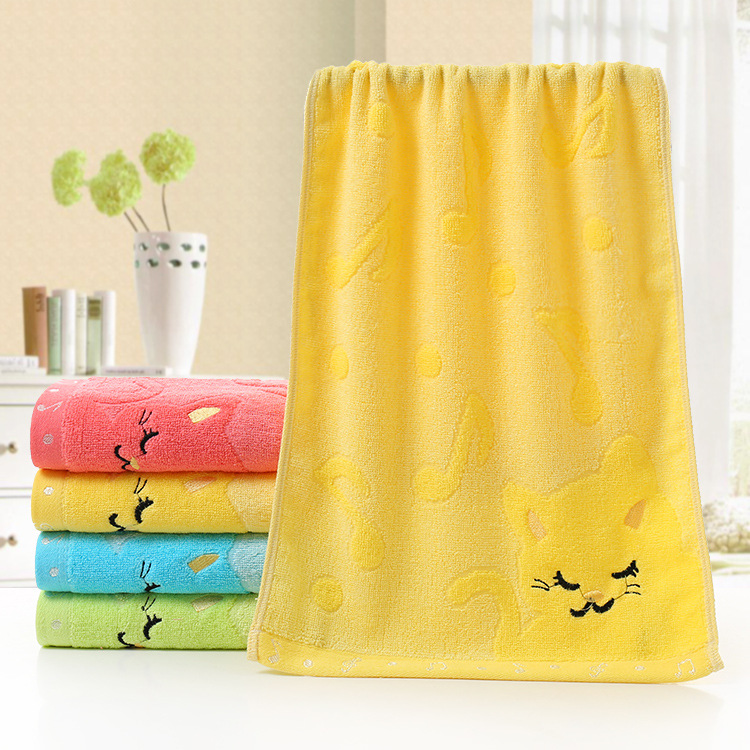 Bamboo Fiber Children's Jacquard Embroidery Notes Cat Small Towel - Image 4