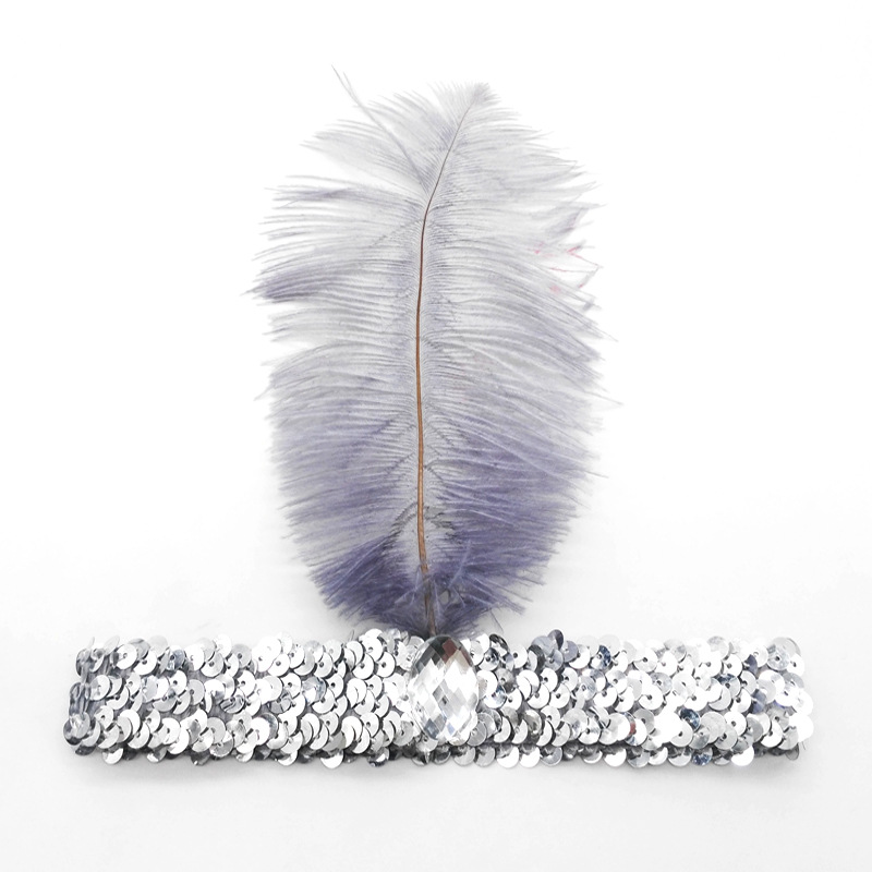 Ostrich Hair Sequined Diamonds Headband - Image 9