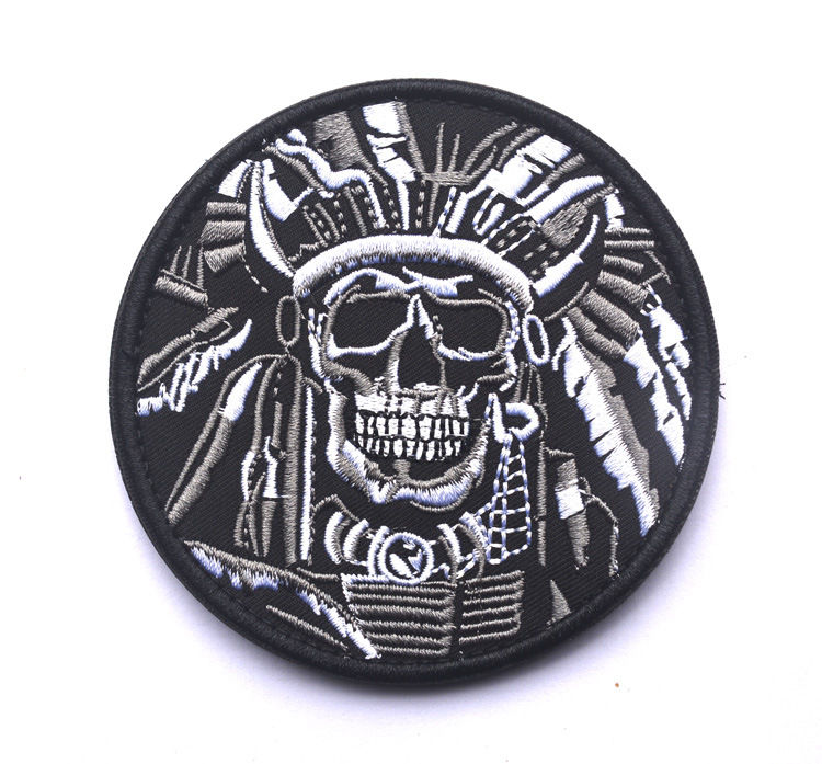 Minimally Designed Death Skull Embroidered Badge Velcro - Image 2