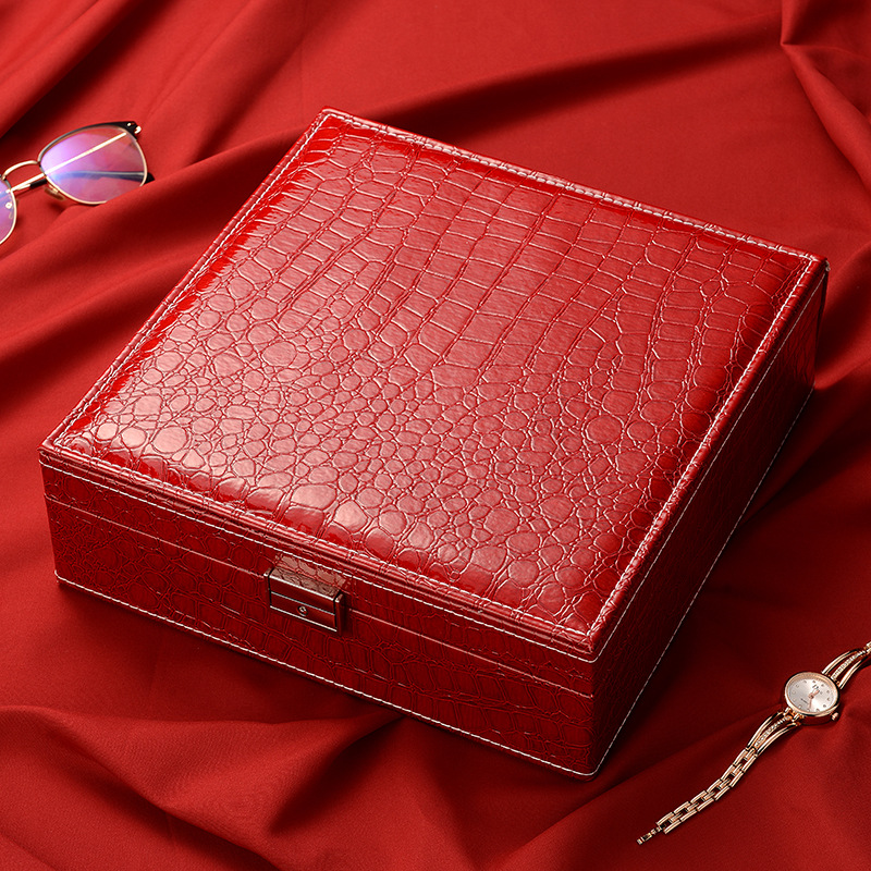 Fashion Leather Double Layer Jewelry Storage Box - Image 4