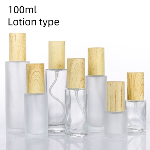 Wood Grain Cover Frosted Glass Subpackaging Emulsion Spray Bottle