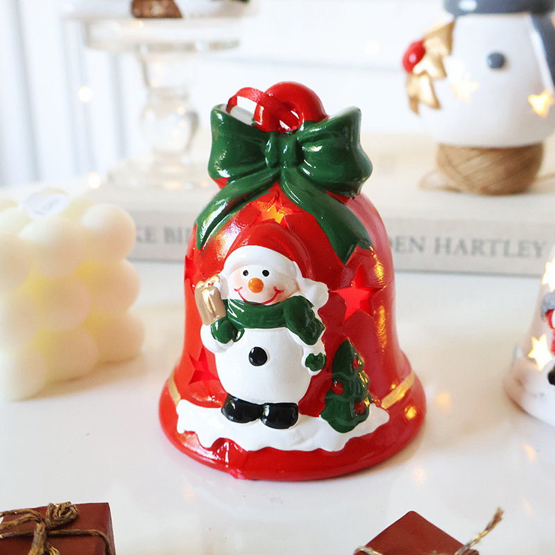 Santa Claus Hollow Ambience Light Christmas Tree Bell Decorative Pendant - Image 3