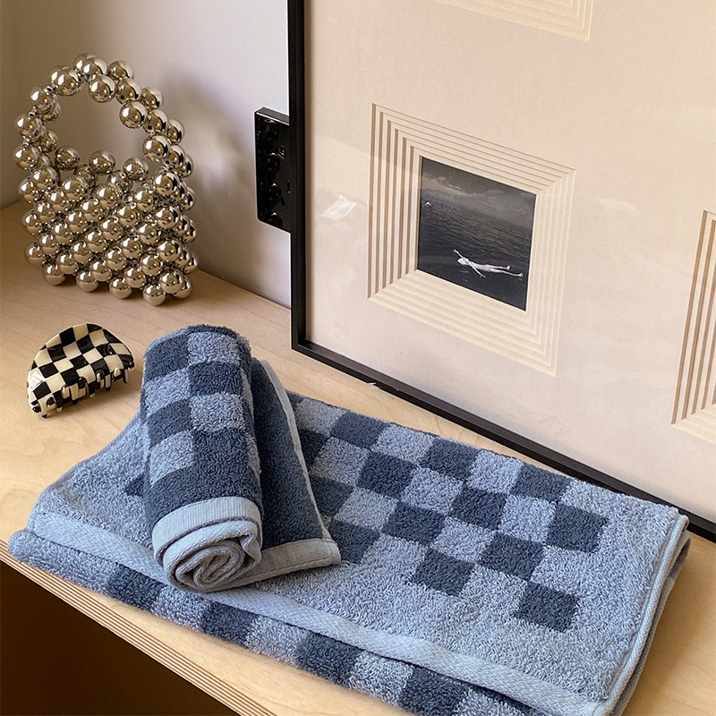 Parent-child Chessboard Grid Long-staple Cotton Yarn-dyed Towels - Image 4