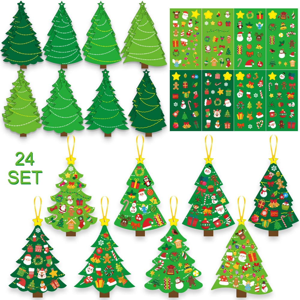 Cartoon Christmas Tree-themed Holiday Cards And Stickers
