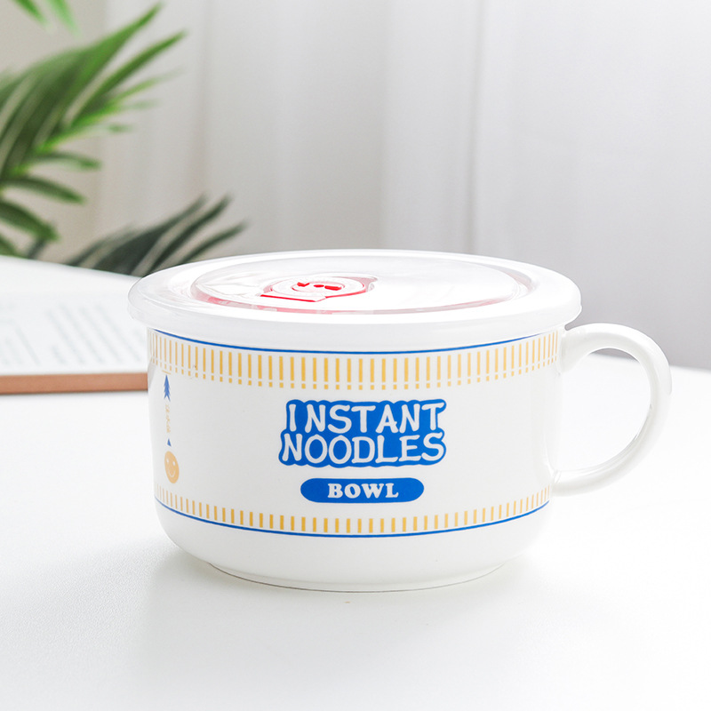 Japanese Creative Ceramic Instant Noodle Bowl With Lid - Image 16