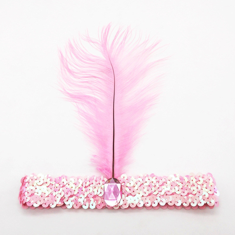 Ostrich Hair Sequined Diamonds Headband - Image 10