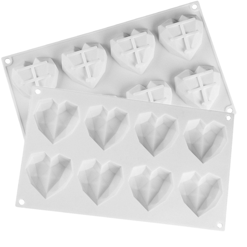 Diamond Heart 8 Pieces Silicone Cake Mold