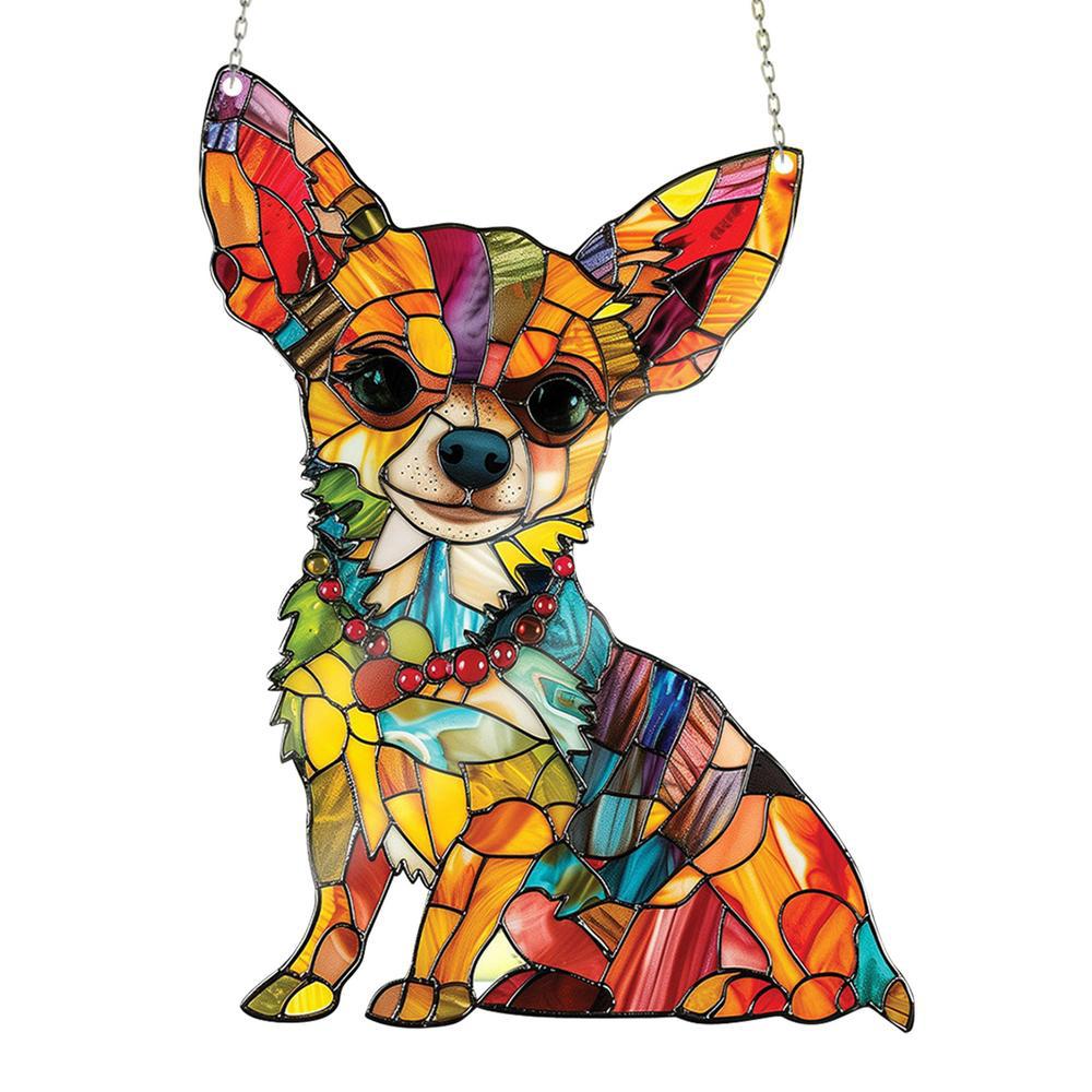 Pet Dog Color Acrylic Pendant Gift Window Hanging Sun Catcher Chain - Image 2