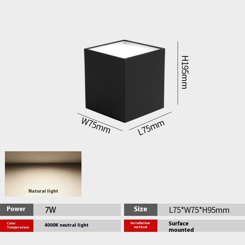 Led Surface Mounted Downlight Square Punch Free Ceiling Lamp - Image 2