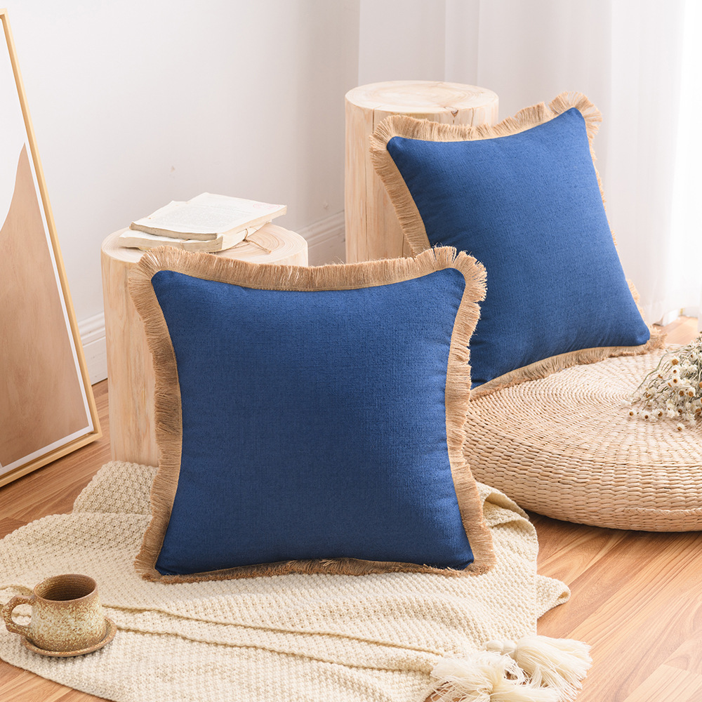 Nordic Ins Style Thickened Solid Color Cotton And Linen Pillowcase