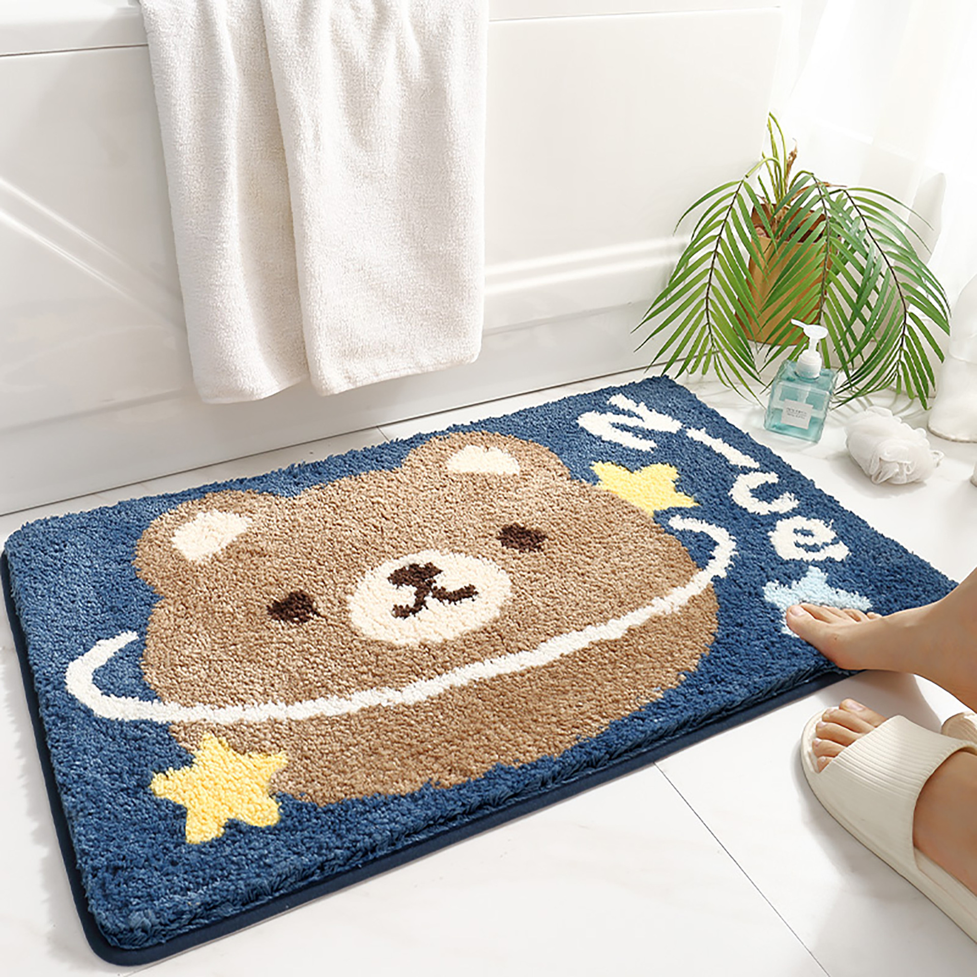 Flocked Home Doormat Bathroom Rug Absorbent Non-slip Mat Bedroom Foot Pad - Image 8