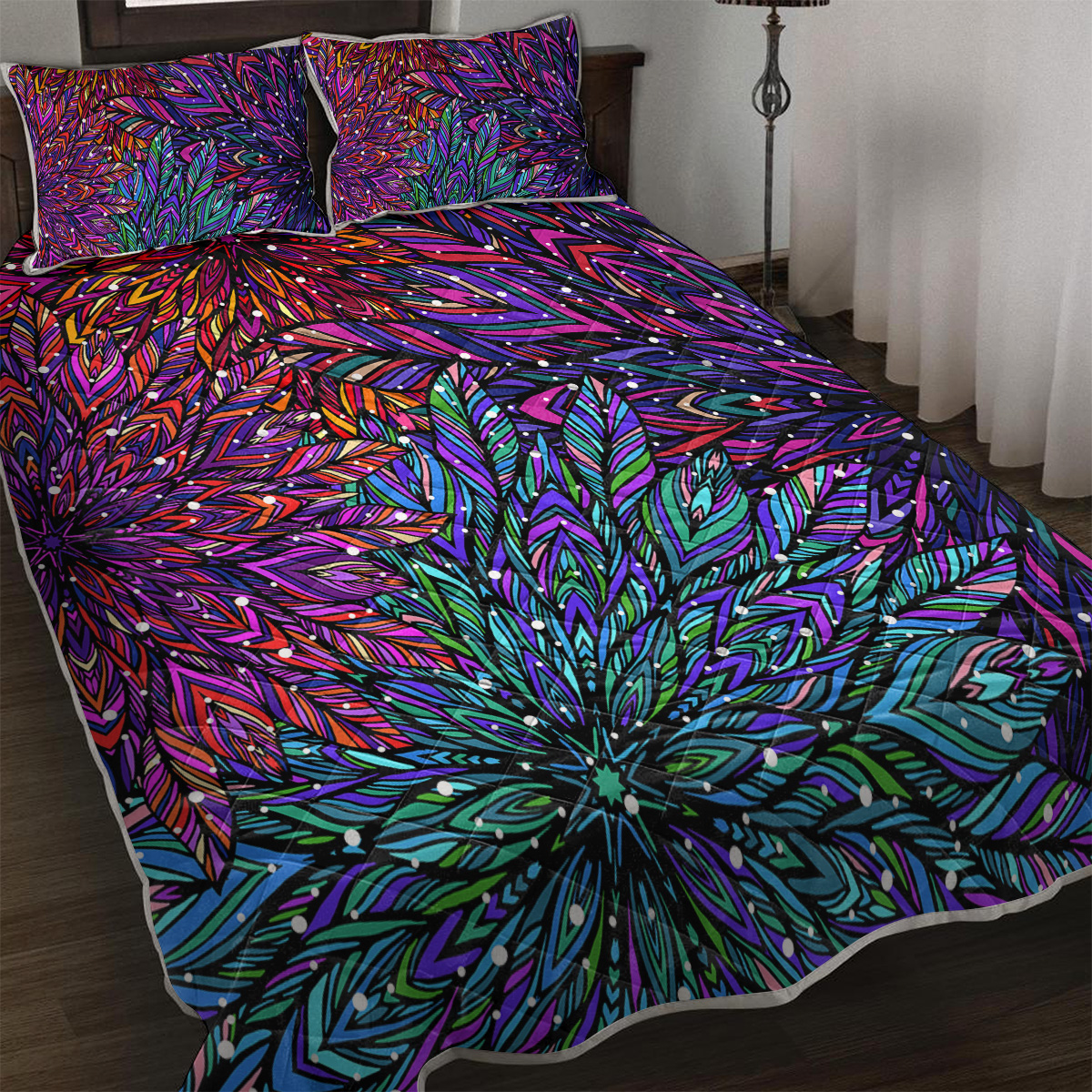 3 Pieces Floral Quilt Set, Lightweight Colorful Bedding Set With 2 Pillowcases, Teen Girl Bedspread Coverlet