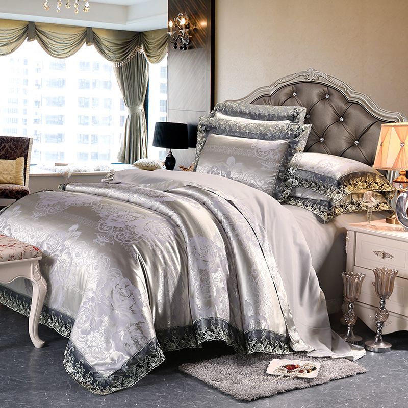 Four-Piece Cotton Bedding With European Style Jacquard Satin - Image 5