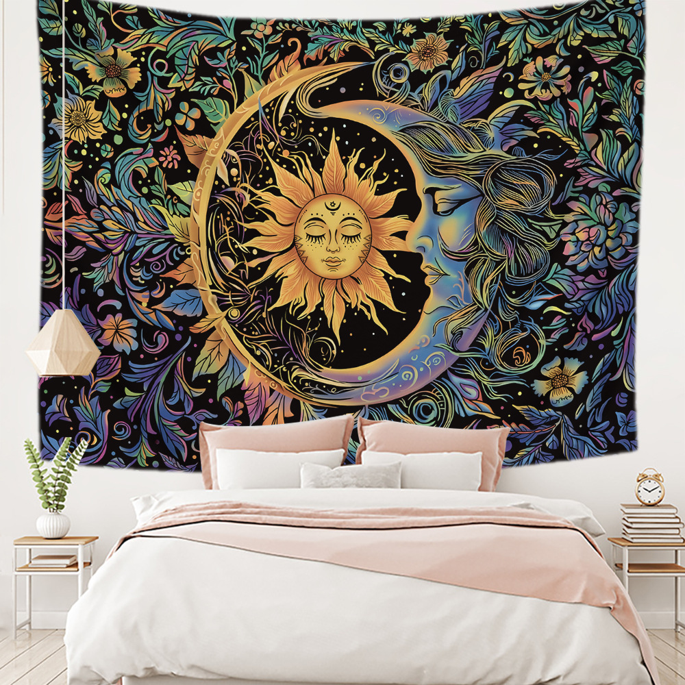 Sun Moon Face Decorative Tapestry