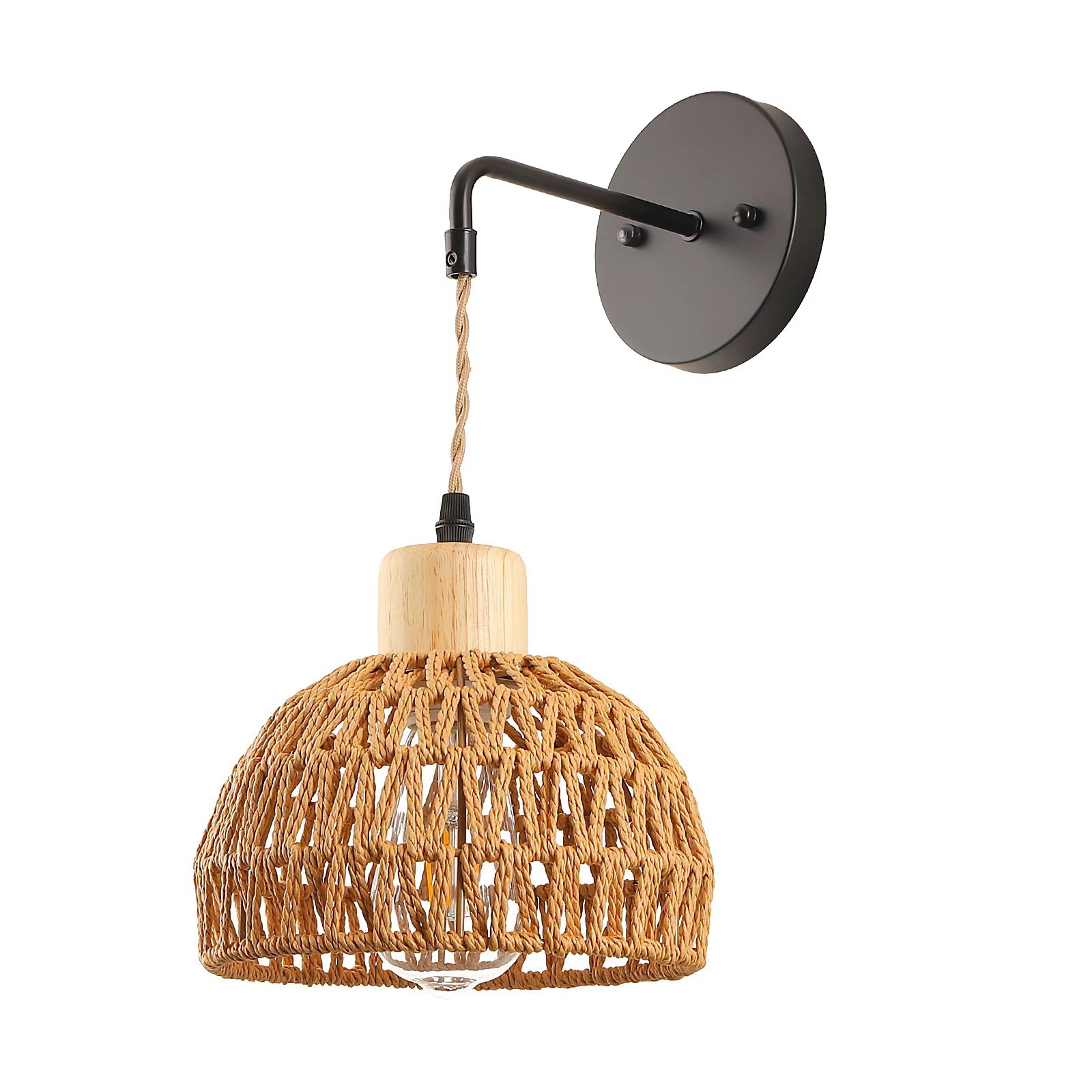 Rattan Vintage Farm Hemp Rope Wall Lamp