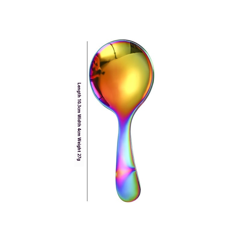 Stainless Steel Short Handle Round Head Shell Spoon Fork - Image 4