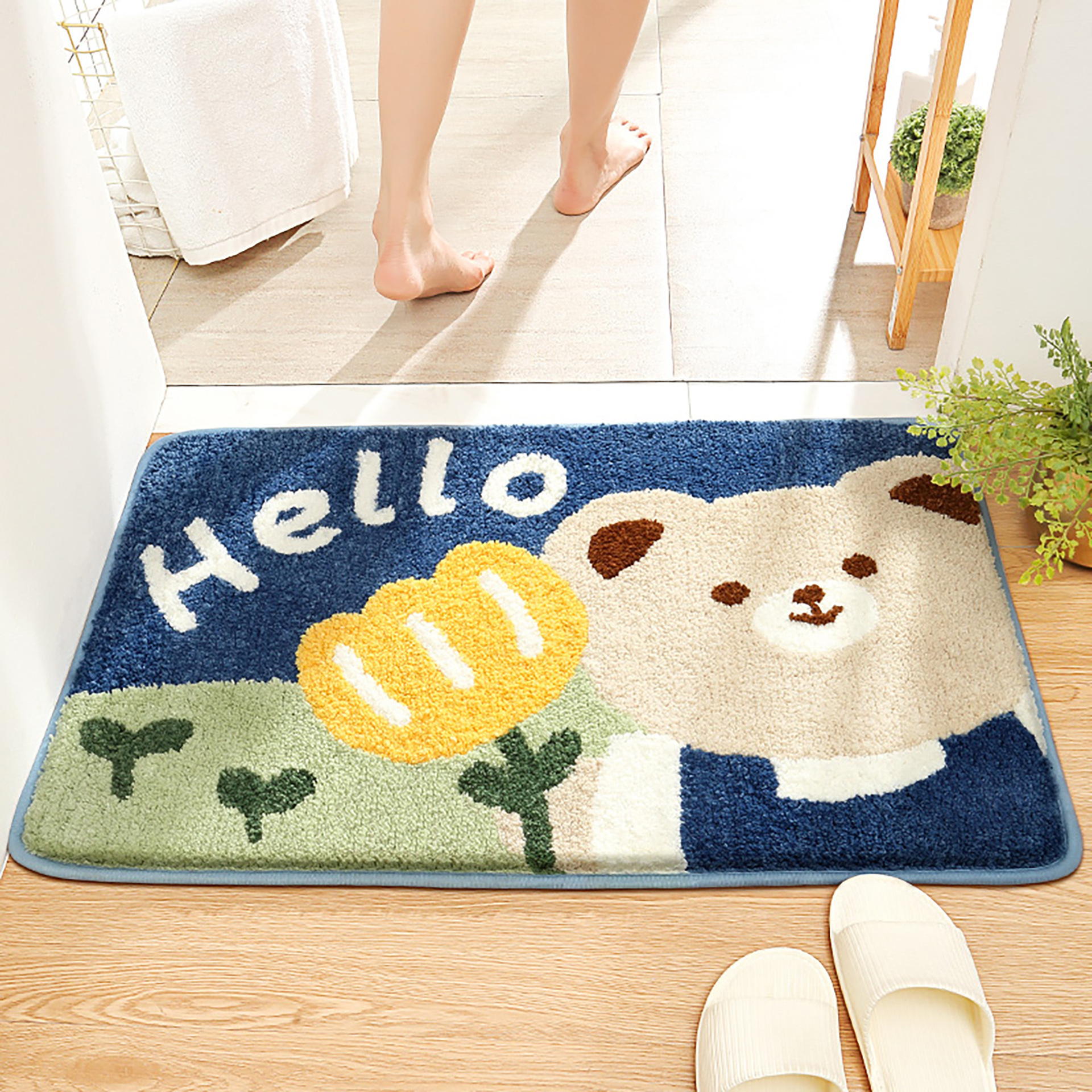 Flocked Home Doormat Bathroom Rug Absorbent Non-slip Mat Bedroom Foot Pad - Image 10