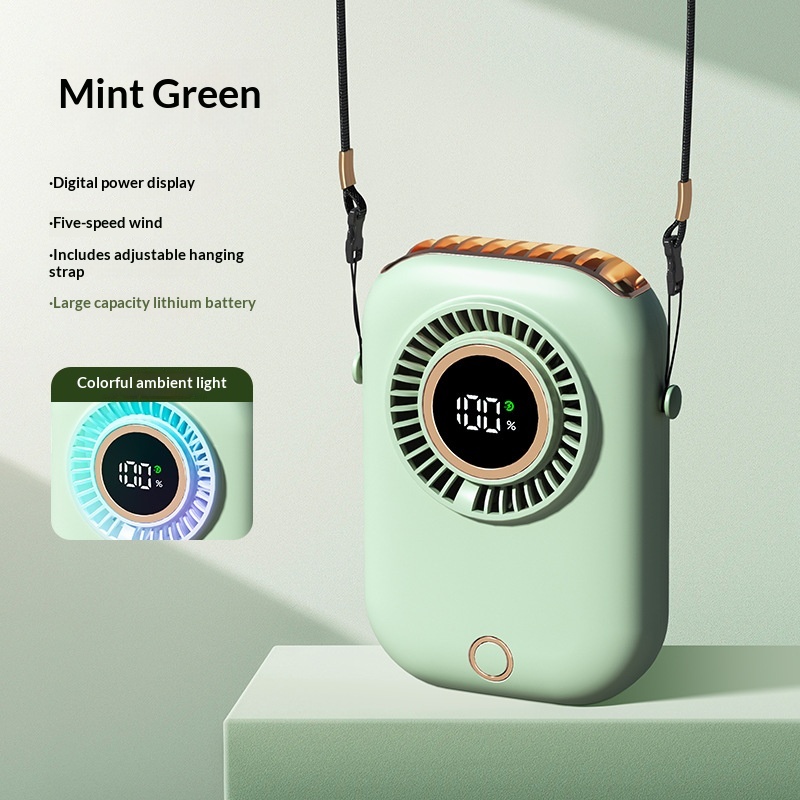 Smart Seven-Color Ambient Light Neck-Mounted Portable Fan