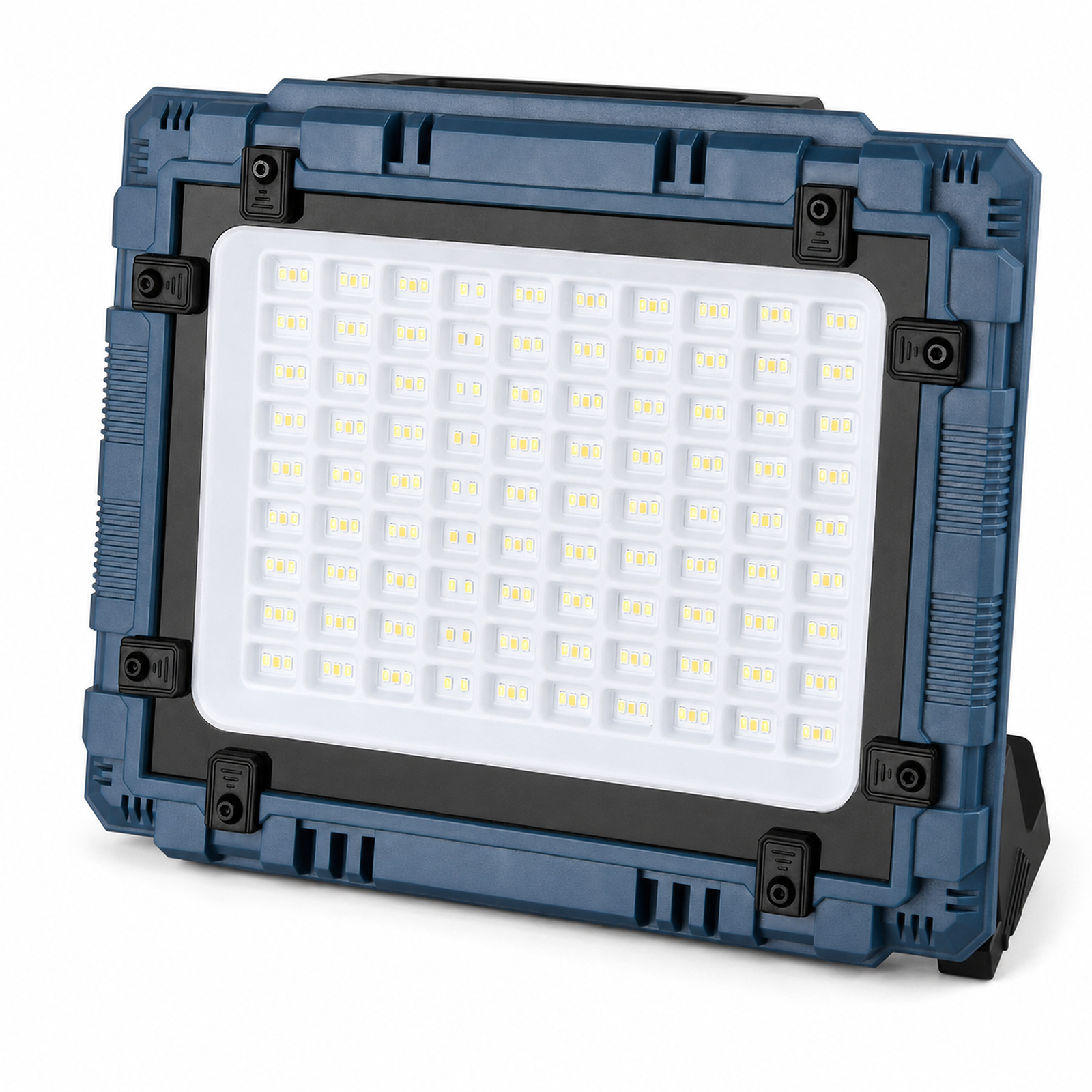 Solar Powered Rechargeable Battery Display Power Bank Function LED Work Light W8110 2 Blue Portable