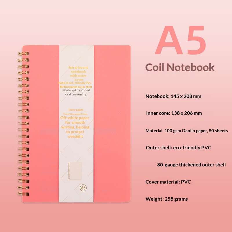 Thickened PVC Coil-bound Minimalist Office Notepad