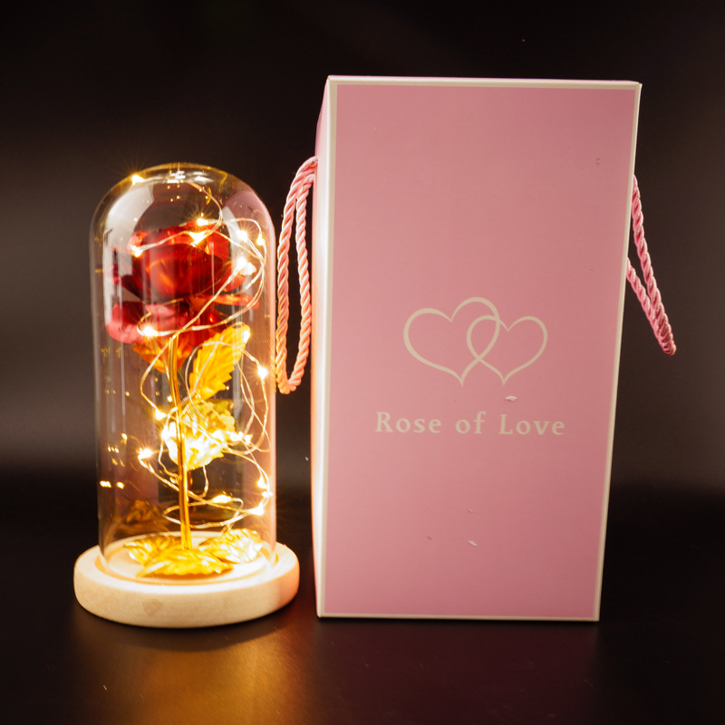 Preserved Flower Glass Cover Gold Foil Rose Flower Mothers Day Valentines Day Birthday Gift Gift Decoration Cross-Border Amazon - Image 8
