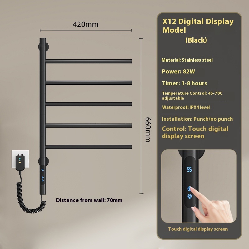 Toilet Punch-free Electric Towel Rack Storage Fantastic Intelligent Constant Temperature