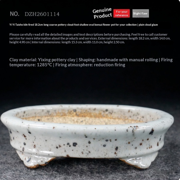 Retro High-temperature Shallow Oval Bonsai Flower Pot - Image 3