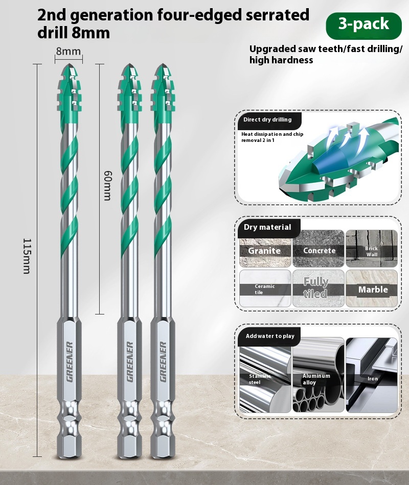Four-blade Serrated Eccentric Bit Tile Concrete Punching Special - Image 18
